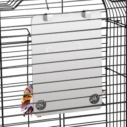 7 Inch Stainless Steel Bird Mirror with Rope Perch, Bird Toys Swing